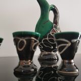 Ceramic liqueur service, zoomorphic, signed Vallauris