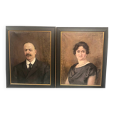 Portraits anciens huile signés et datés Eugène Bertrand  XIXe , XXe