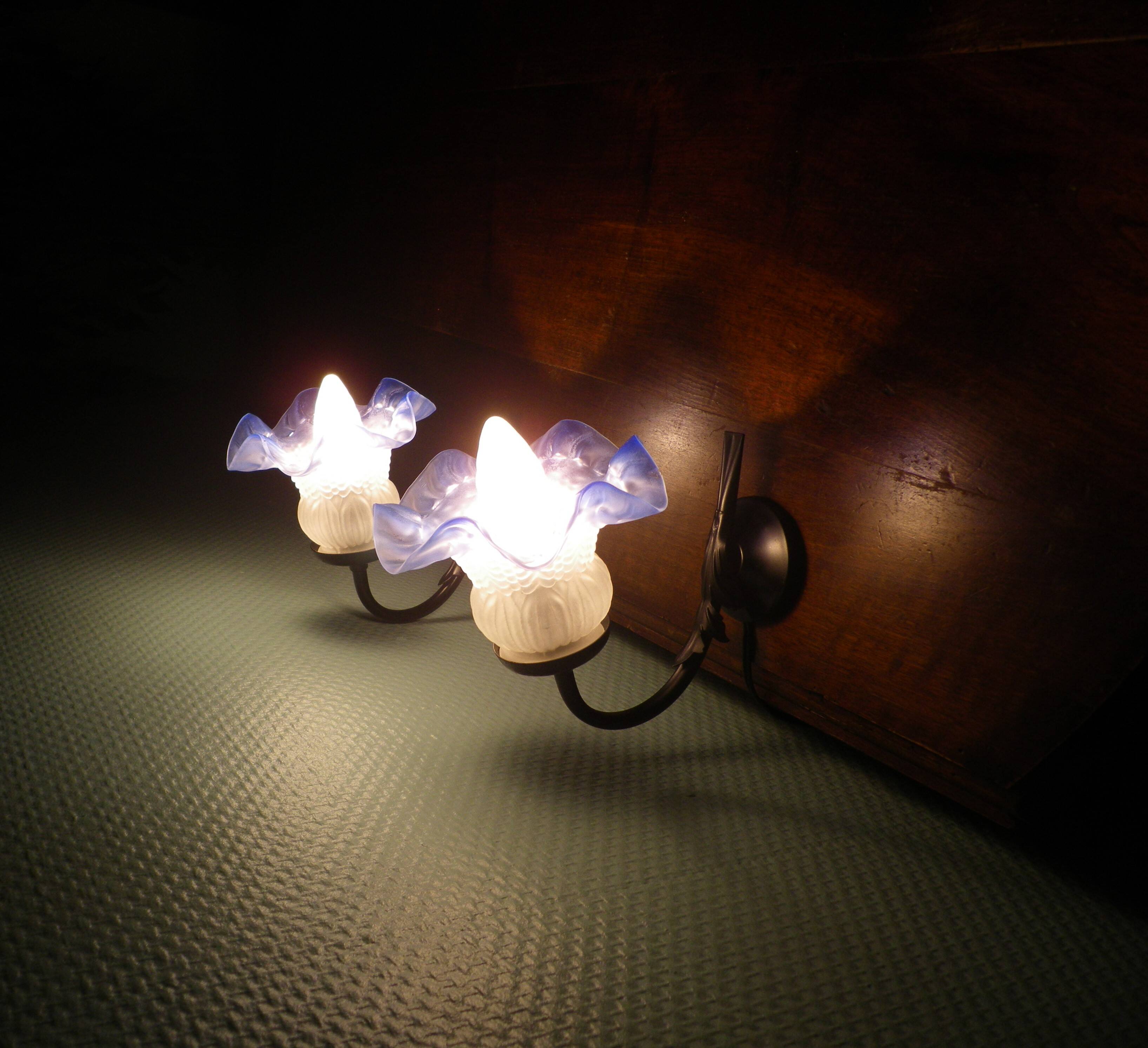 Vintage Wall Sconces with Opaline Glass, 1970s, Set of 2