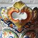 Vintage ceramic bouquet holder / cache-pot with old Rouen decoration.