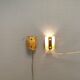 A pair of wall lights with brass-colored suspension with thick pressed glass. Vitrika, Denmark