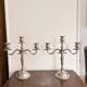 Paire Candélabre 3 Feux Métal Style Louis XV 36cm Vintage