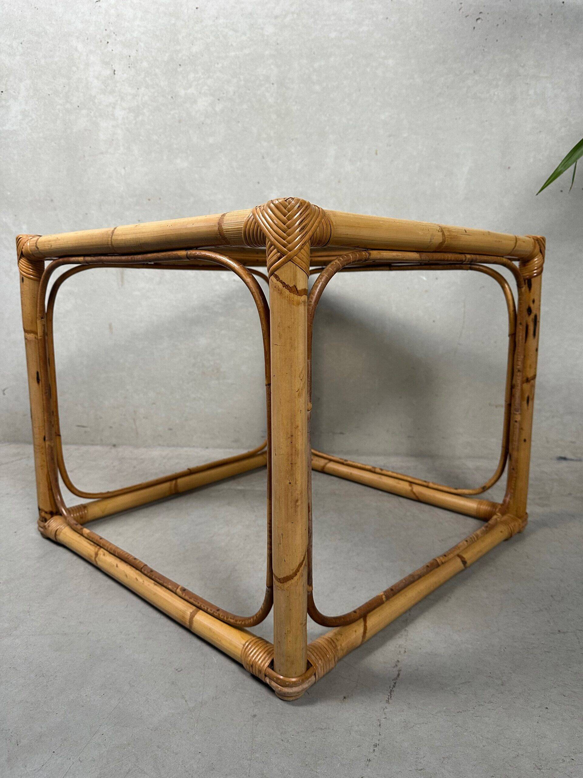 Vintage side table – bamboo and glass