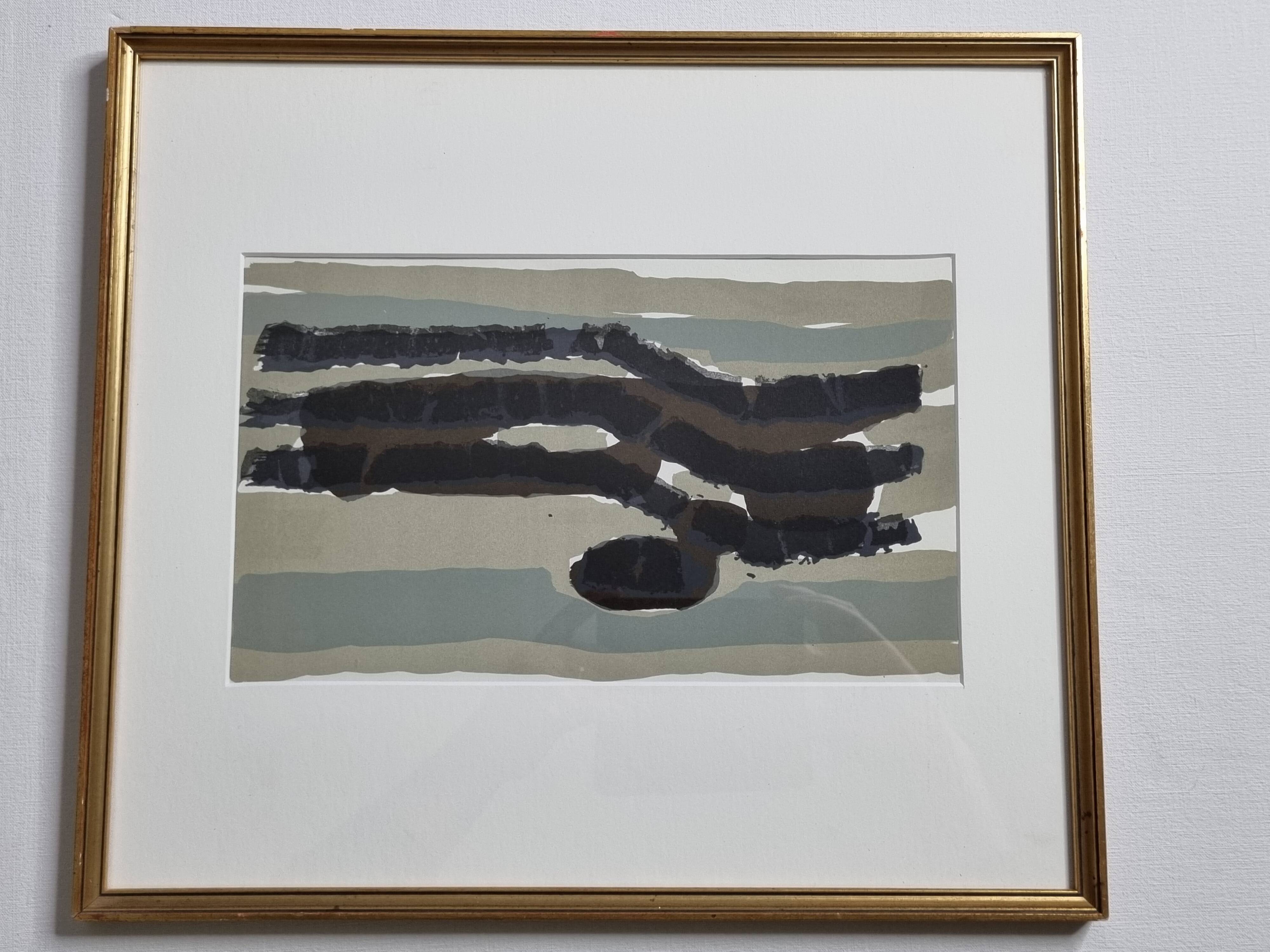 Abstract Lithograph after Raoul Ubac - 1966 - Framed under Glass - 33 x 37 cm