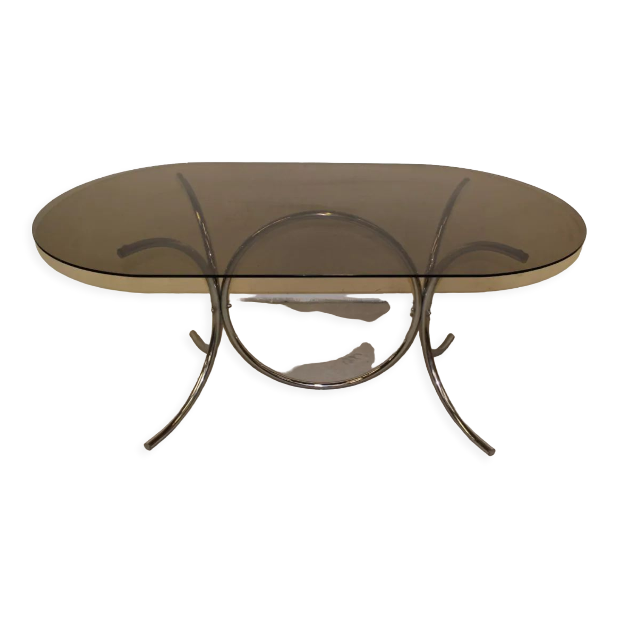 Smoked glass and chrome table circa 1970