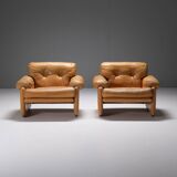 Stunning Coronado chairs in cognac leather by Afra & Tobia Scarpa - B&B Italia