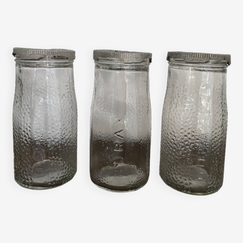 Set of three 1l canning jars in vintage Durax glass