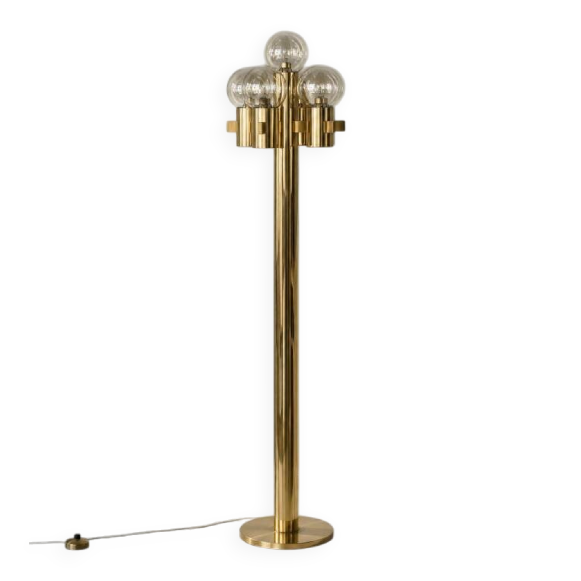 Vintage Mid-Century Scandinavian Modern Sculptural Gold Floor Lamp