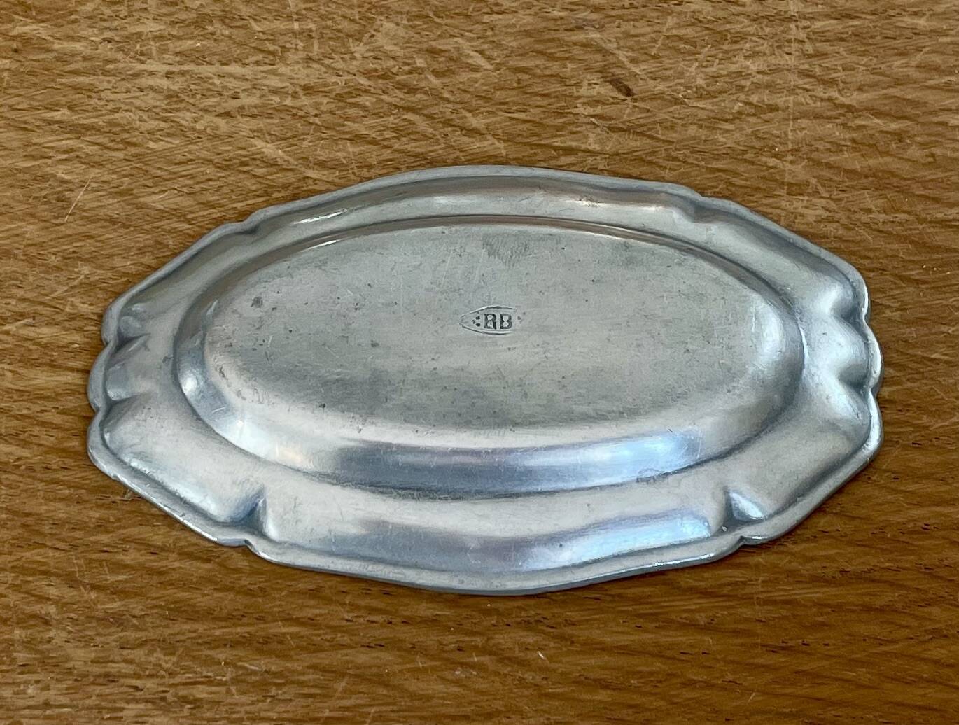 Miniature pewter dish for dinette