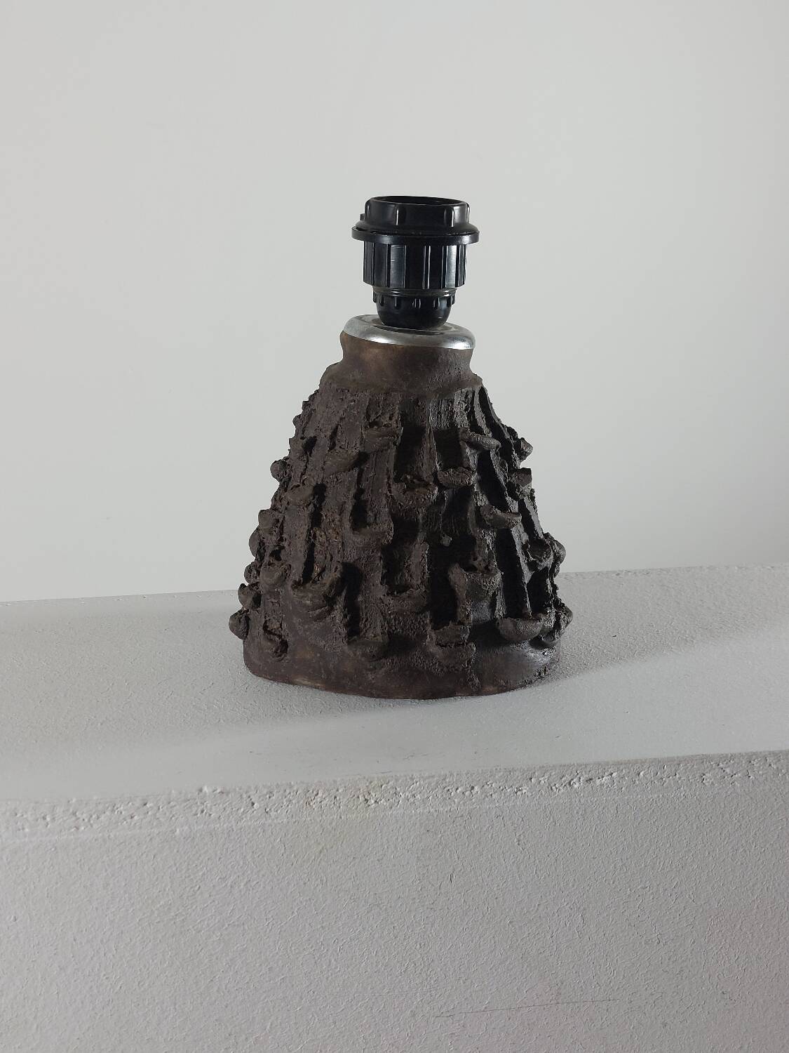 Brutalist ceramic lamp base, mid-20th century.