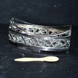 Empire salt shaker in silver metal ALPACA Saleron Napoléon III shuttle laurel frieze