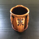 Hand decorated terracotta pitcher