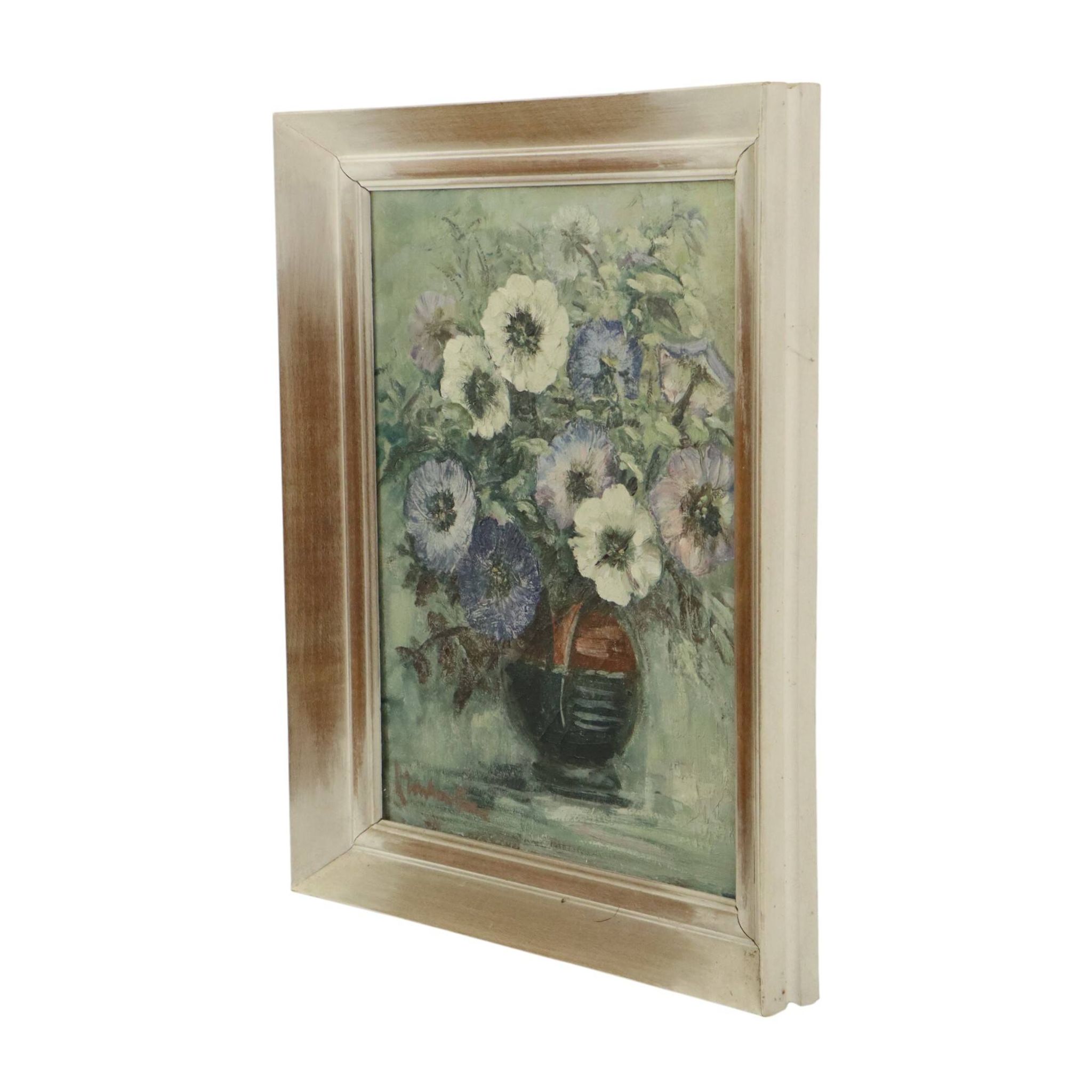 Vintage Flowers Still Life Amateur Painting Framed Signed