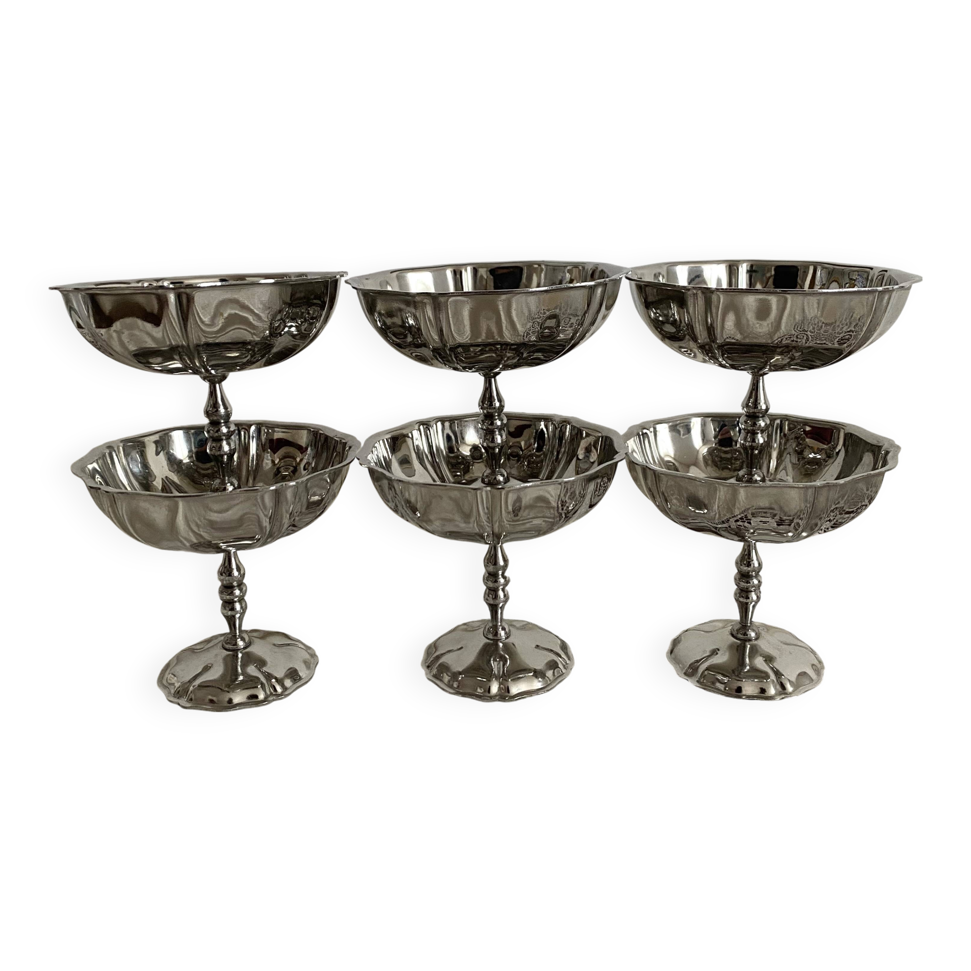 Vintage stainless steel footed cups