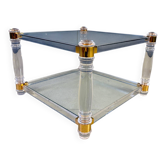 Table basse en lucite et laiton, années 1970