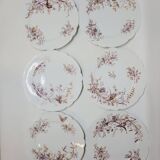 6 Superbes Assiettes Anciennes XIXème En Porcelaine Blanche Décor Oiseaux