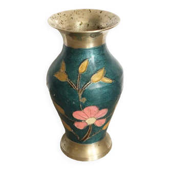 Vintage vase in brass and enamels