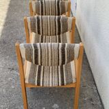 Suite of 4 chairs self beech brass and wool 1960