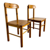 Pair of solid pine chairs, rustic chic feel