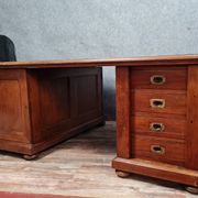 Trade furniture: double-sided desk in oak stained Napoleon III era around 1880