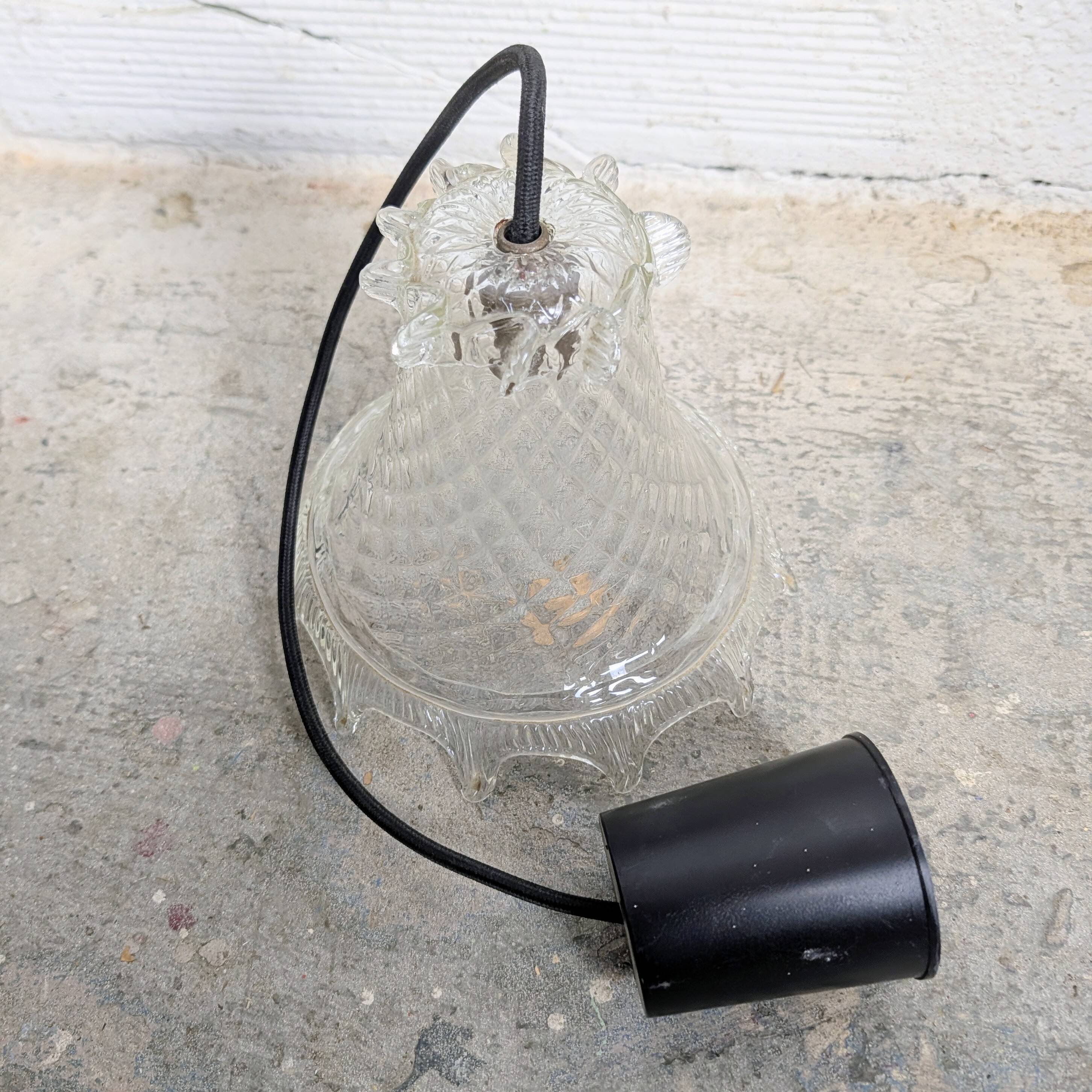 Vintage moulded pressed glass bell pendant