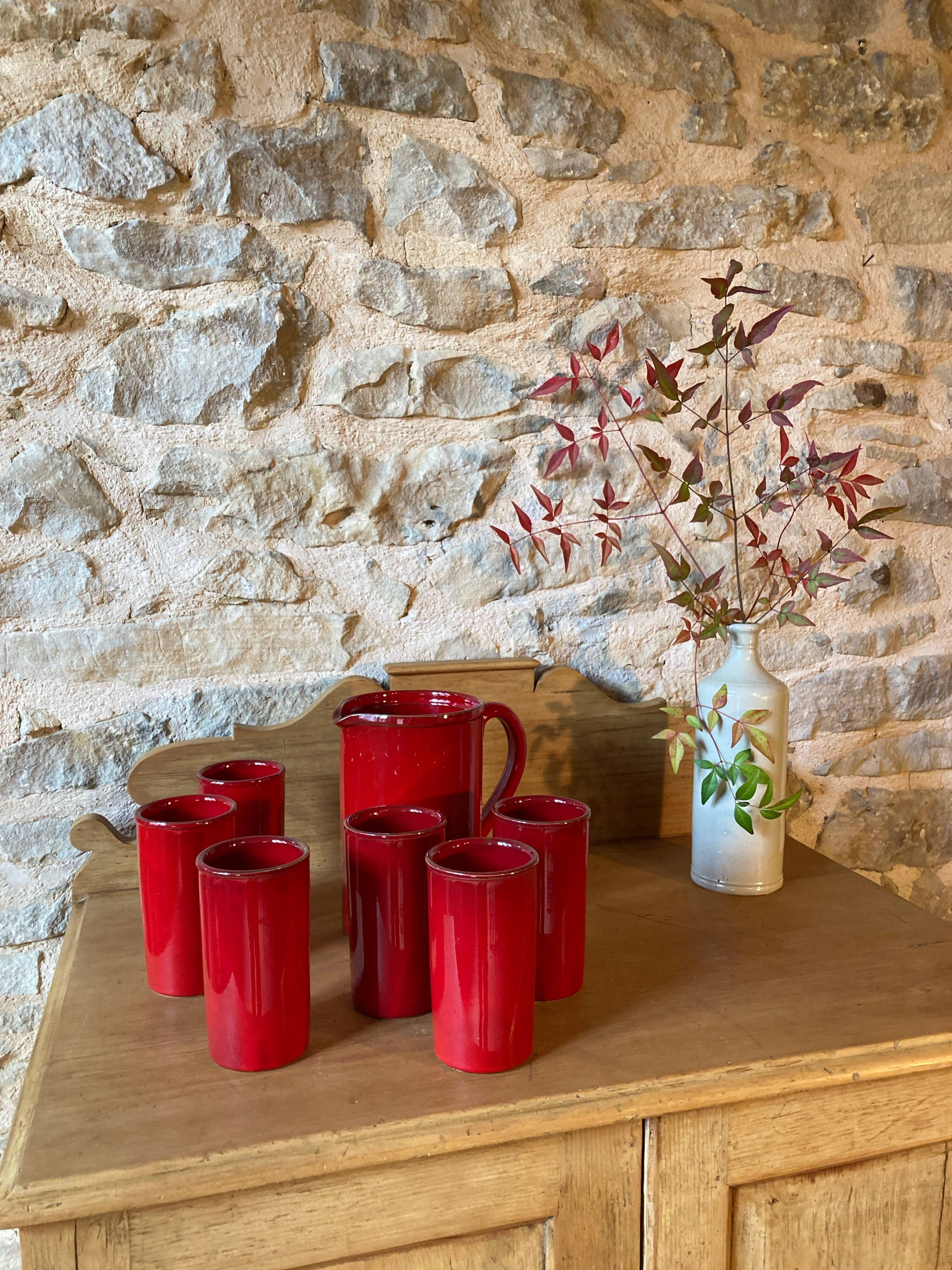 Enameled stoneware orangeade service