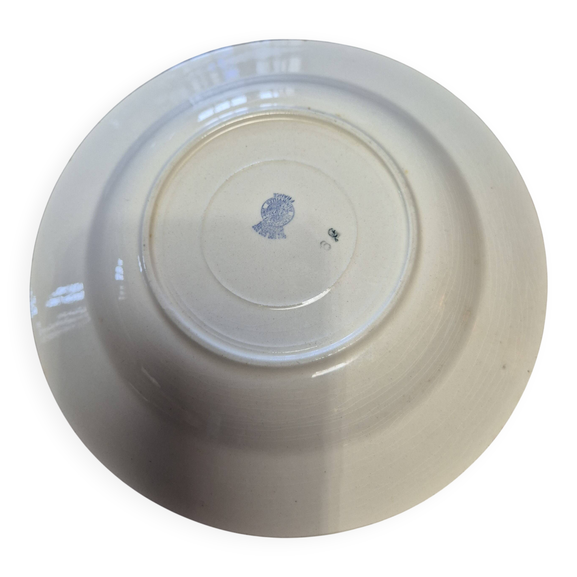 Shallow bowl half porcelain Badonviller rose pattern