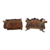 2 cast iron planters from 1900 from Charleville-Mézières, rockery style