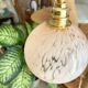 Vintage portable lamp with customizable pink Clichy glass globes