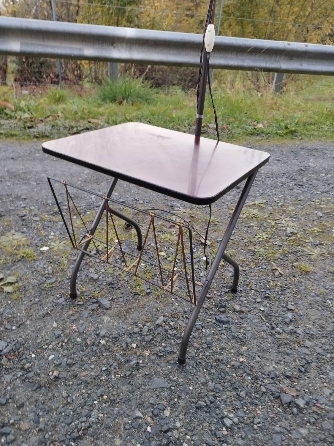 Floor lamp of the 50s magazine holder and tablet reader lamp formica