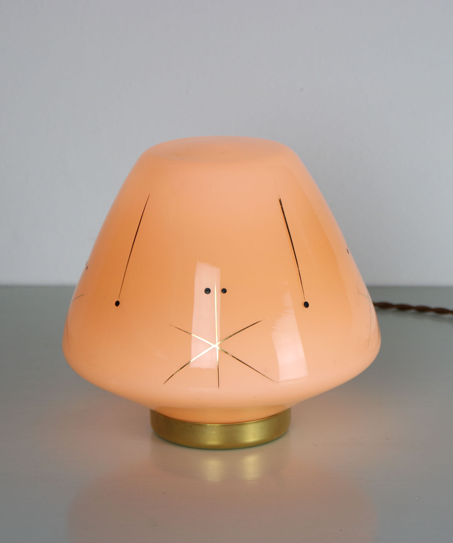 Midcentury glass & brass table lamp