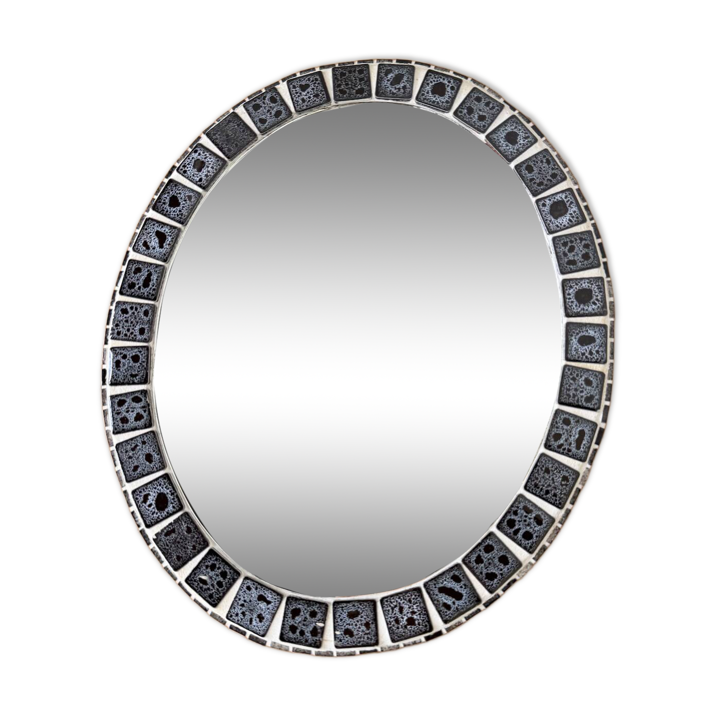 Oval ceramic mosaic mirror from the 50s/60s.