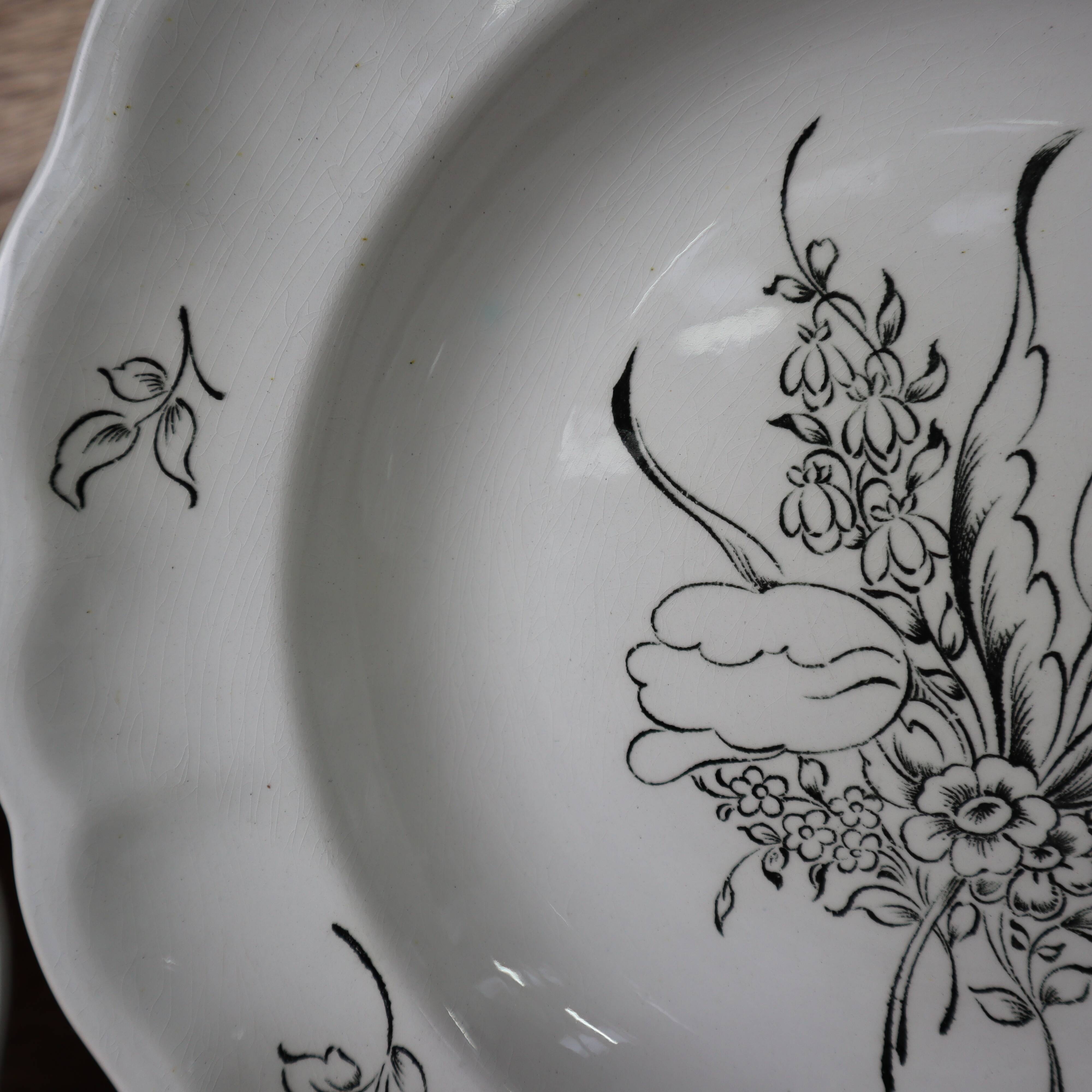 Set of 6 hollow plates in half Lunéville porcelain