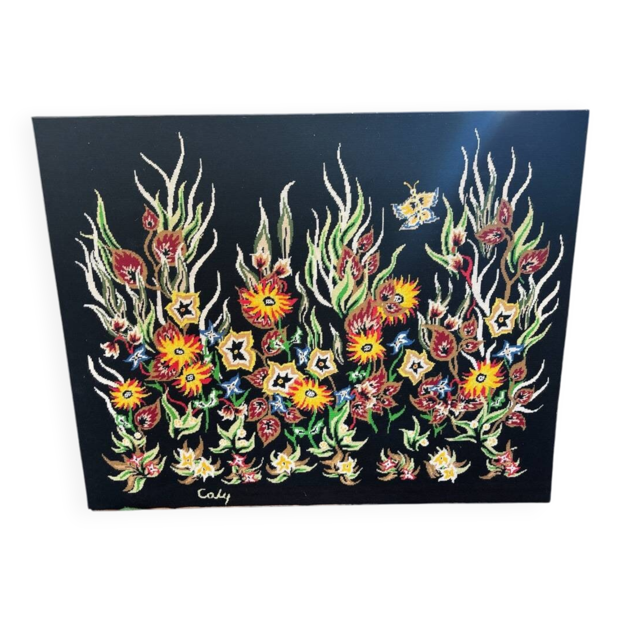 Tapisserie murale Signée O. Caly  "La Lice"  Atelier d'Art Contemporain 196