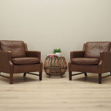 Fauteuil en cuir marron, design danois, années 1960, production: Danemark