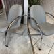 Pair of Souvignet armchairs, grey leather, chrome, 1980.