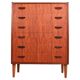 Mid-century modern chest of six drawers, tallboy in teak, Denmark 1960s