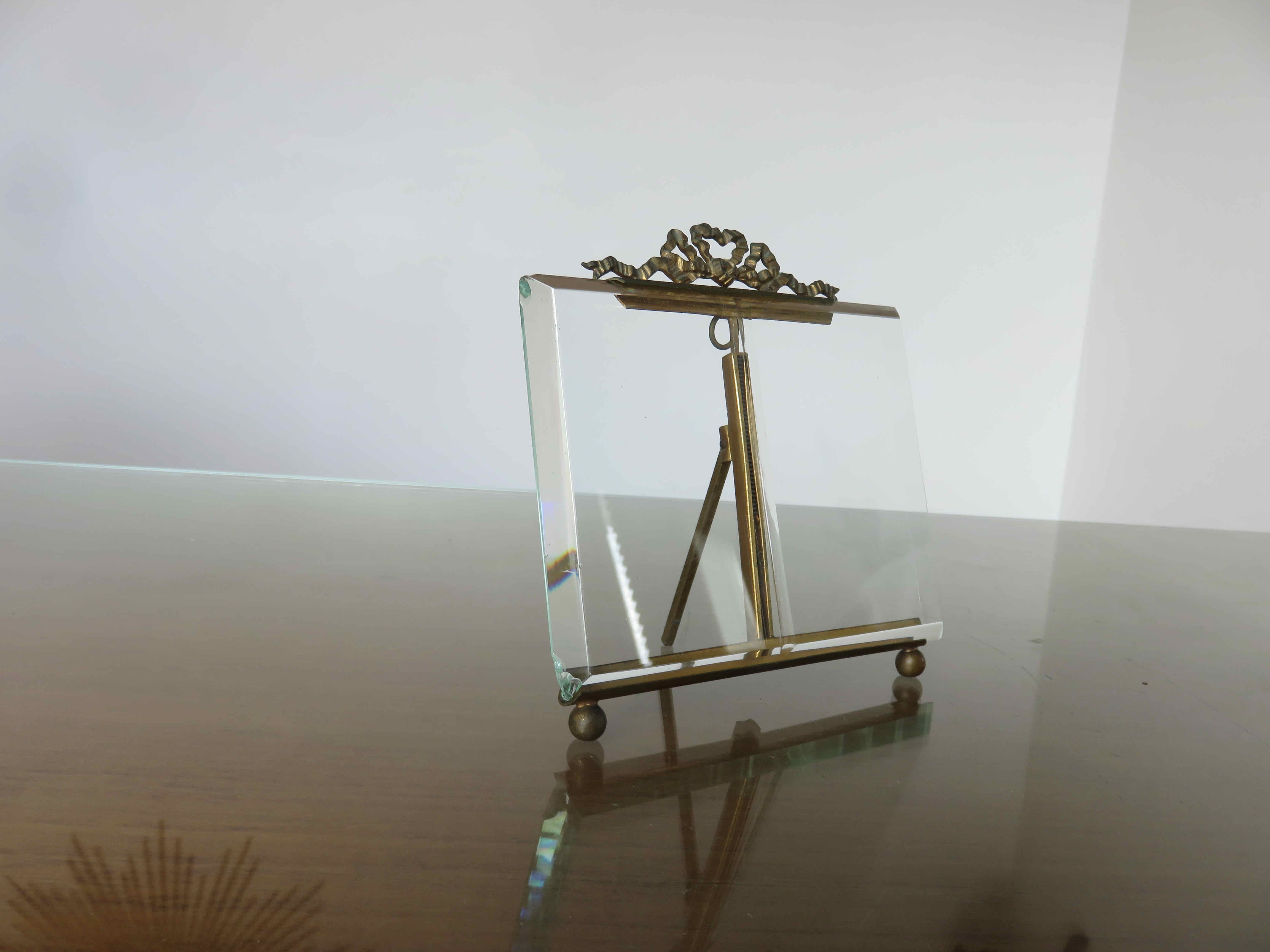 Napoleon III photo frame in brass and beveled glass