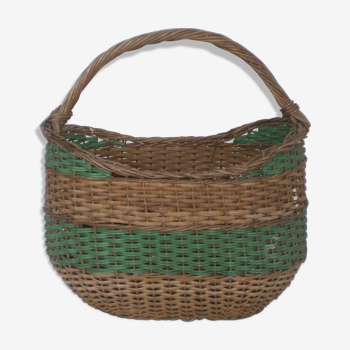 Vintage 50, 60's two-tone wicker basket