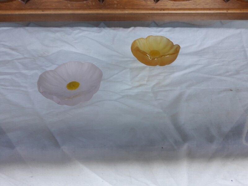 Pair of crystal flower bowls, Daum