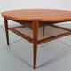 Scandinavian Modern Teak& Rattan Round Coffee Table, 1960's Denmark