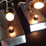 Pair of vintage chrome lamps, 70s