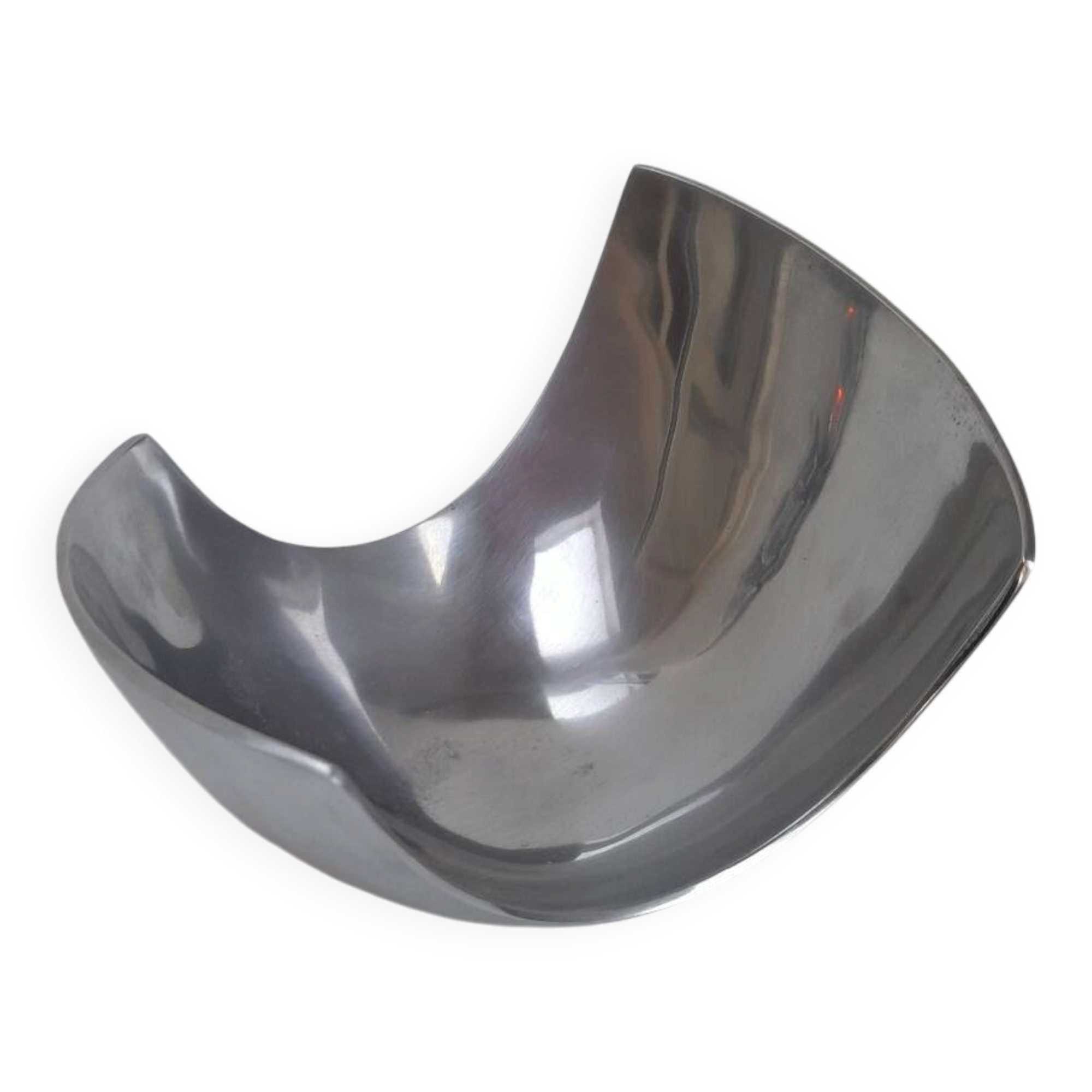 Asymmetrical aluminium fruit dish from the 90s.