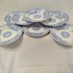 Set of 8 Sarguemines Jardinières plates - Blue and White Pansies
