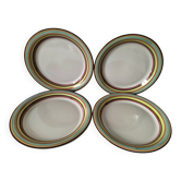 4 large graphic plates with multicoloured stripes – 26 cm