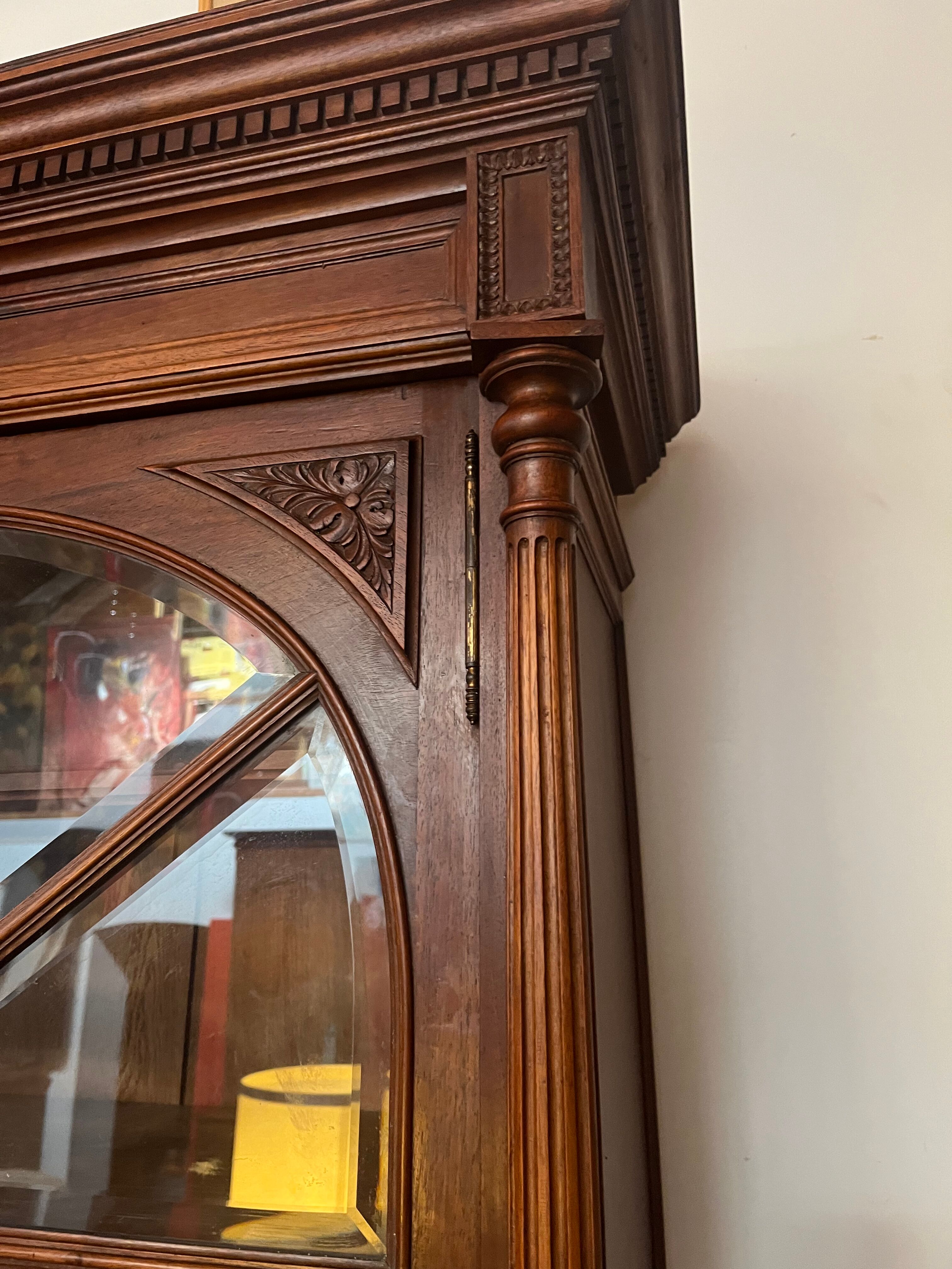 Louis XVI style beveled glass bookcase