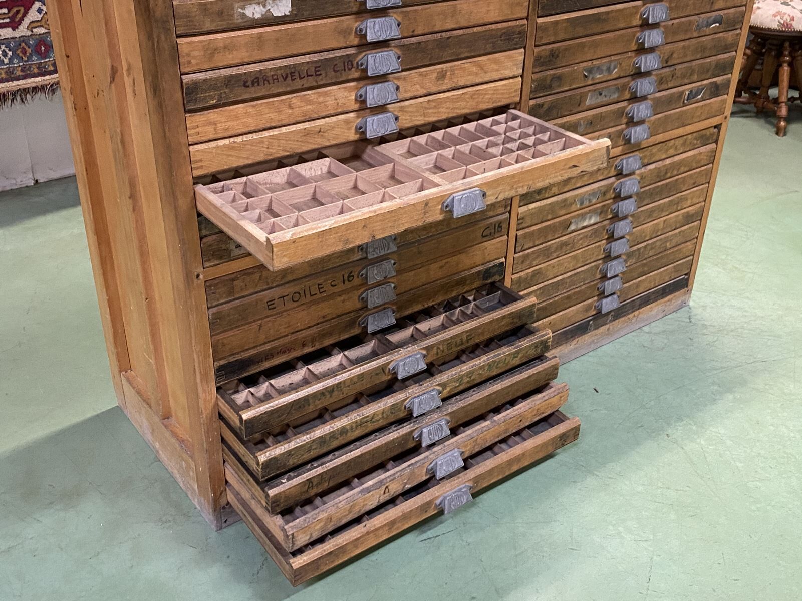 Double oak printer furniture from the 1930s