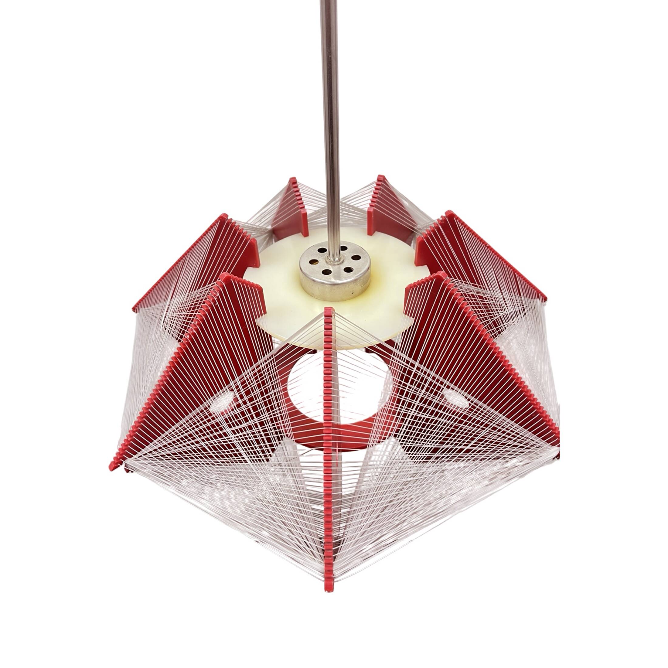 "Rozwój" Kłobuck hanging string lamp, Polish design from the PRL 1970