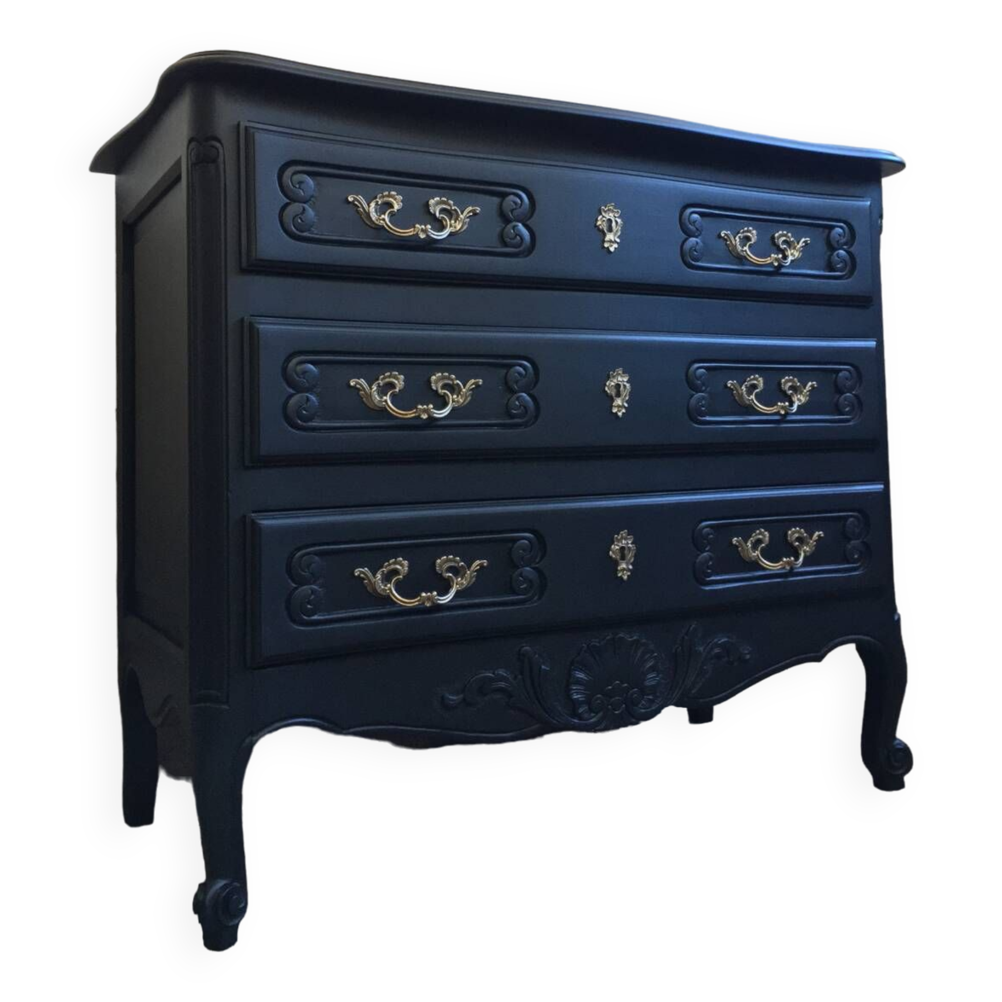 Revamped vintage black chest of drawers