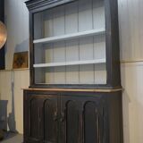 Buffet deux corps patine noire intérieur blanc 1950's